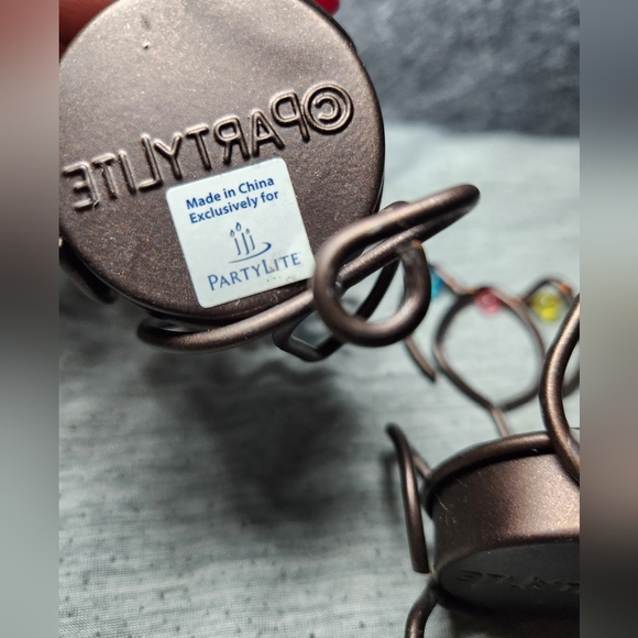 Partylite Beaded Flowers x2 Bronze Wire Tealight Holder Pair - Picture 4 of 6